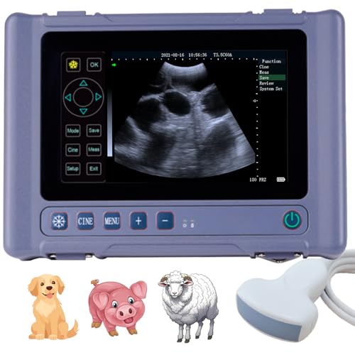 SUNBESTA T1 Portable Veterinary Ultrasound Machine with an 8-inch Touchscreen and a 3.5MHz Convex Probe for Pregnancy Testing in Dogs, Pigs, Sheep (Detection Depth 4-8 inches)