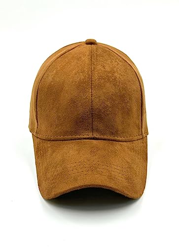 Image of Suede caps for Mens and Womens,Unisex Leather Caps for Boys Adjustable Buckle (Brown)