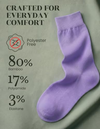 Image of Hugh Ugoli Womens Thin Soft Bamboo Dress Socks, Business, Crew, 3-6 Pairs