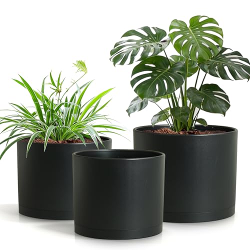 Areutxbis 10/9/8 Inch Plant Pots with Drainage, 3 Pack