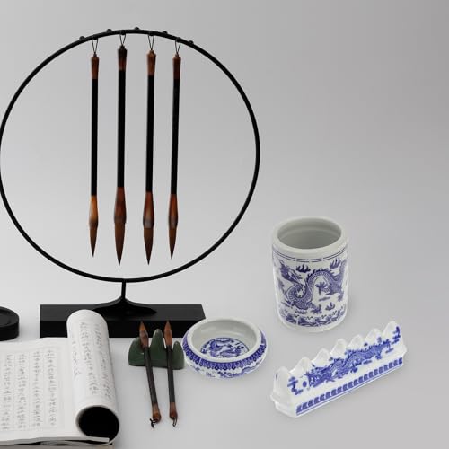Porte-pinceaux en céramique rétro chinois à compartiments pour bureau - 6