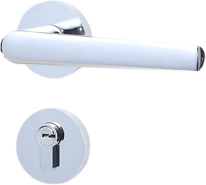 Jianou Bright Silver Brass Interior Door Lock Modern Solid Wood Room Door Handle Lock Handle Split Copper Door Lock(FT01 22 Bright Golden)