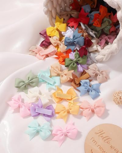 doboi 60 peças de grampos de cabelo para bebês de 5 cm, laços pequenos, totalmente forrados, boutiqu