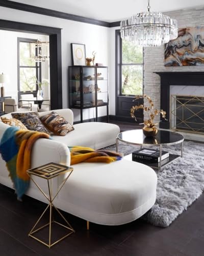 Image of Modern Futuristic J- Style Curved Velvet Sofa, Sectional Sofa Round Arm with Soft Pillow for Living Room, Bedroom, Hallways (Cream)
