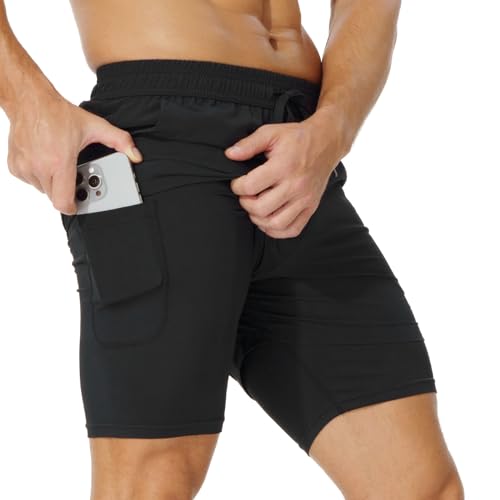 AIMPACT Men’s 2 in 1 Shorts 7" Compression Gym Athletic Workout Shorts for with Phone Pockets2