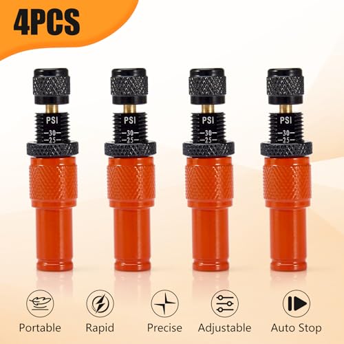 Image of B4B BANG 4 BUCK Adjustable Auto-Stop Tire Deflator Valve Kit, 10-30 PSI Tire Deflators Offroad Accessories for Cars, Motorcycles, Trucks, Bikes, Dirt Bikes, RVs or ATVs (Set of 4)