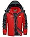 KEFITEVD Herren Jacke Regenjacke Fahrrad Winterjacke Outdoor Skijacke Warme Softshelljacke Fleece Snowboardjacke Thermojacke Rot L