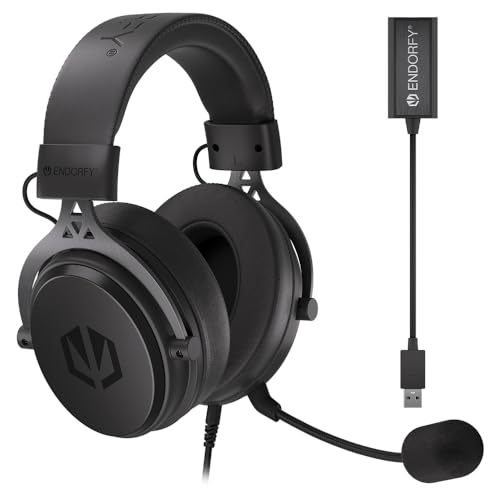 ENDORFY VIRO Plus USB, Gaming Over-Ear-Kopfhörer, Abnehmbares Mikrofon, USB 7.1-Soundkarte, Austauschbare Stoffohrpolster, Abnehmbares Kabel, 53 mm Treiber, EY1A001