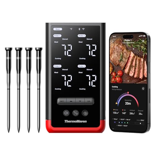 ThermoMaven Bluetooth Wireless Meat Thermometer - 4 Probes IPX8 W...