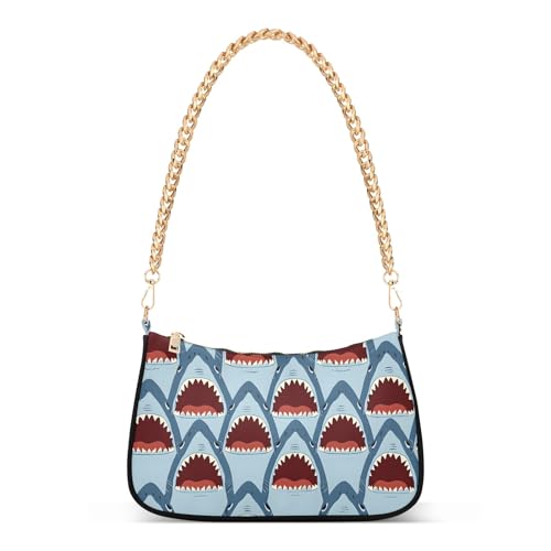 Clutch Shoulder Bags Tote Evening Purse Handbags for Women Sharks Big Mouth Hobo Bags with Zipper Closure