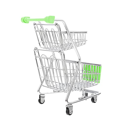 Kisangel Miniature Supermarket Cart Stroller Stroller 1Pc Mini Supermarket Handcart Miniature Cart With Wheels Tiny Shopping Cart For Desk Storage (Green) Stroller Stroller Doll Stroller #TOP2