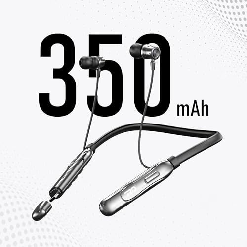 Image of RD M-190 ELEGA Wireless Headphones In Ear Neckaband with 10MM Drivers, Bluetooth v5.3, Playtime Upto 90 Hrs, 1-2 Hrs Fast Charging with Type-C Port, Auto Magnetic Connect, Multi-Function Button Black