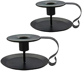 Wrought Iron Taper Candle Holder,Metal Candlestick Holders, Christmas Decorations (Black)