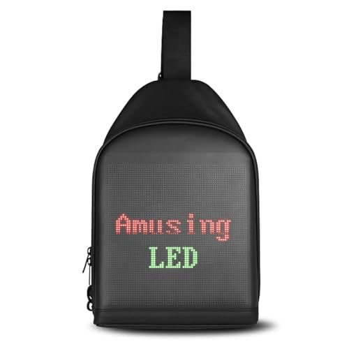 Motorcycle LED Bag, Customizable USB Powered LED Screen Shoulder Bag with Double Zipper, DIY Image Text Animation LED Backpack with Programmable Screen for Protecting Valuables