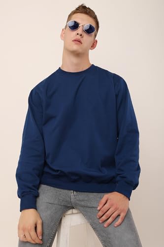 Image of GWADI'S Mens Plain Long Sleeves Fleece Round Neck Winter Wear Solid Sweatshirt