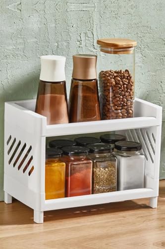 Tanemce İki Katlı Banyo Mutfak Dolap İçi Düzenleyici Organizer Raf Çok Kullanışlı Raf Ünitesi