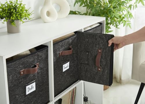Image of DECOMOMO Storage Baskets, 13x15x13 Storage Cube Bins with Labels for Organizing Shelves Kallax (Kallax / 4pcs, Black Pattern)