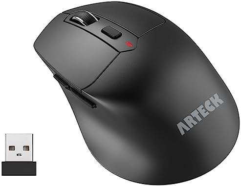 Arteck 2.4G Wireless Mouse with Nano USB Receiver Ergonomic Right Hand Silent Clicking with Backward & Forward for Computer/Desktop/PC/Laptop and Windows 10/8/7 Build in Rechargeable Battery