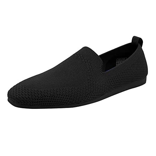DREAM PAIRS SDLS2202W Loafers for Women Slip On Comfortable Round Toe Knit Flats Work Shoes Black Size 8.5 M US