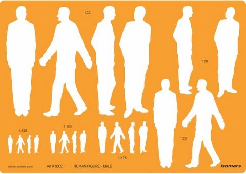 Isomars Human Figure Male Multi-Scale Technical Drawing Template Stencil