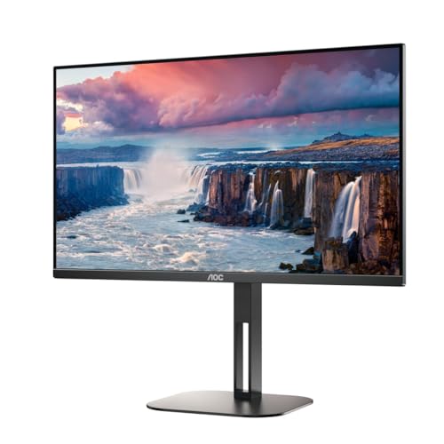 AOC 24V5C - 24 Zoll FHD Monitor, Lautsprecher, höhenverstellbar (1920x1080, 75 Hz, HDMI, DisplayPort, USB-C, USB Hub) schwarz