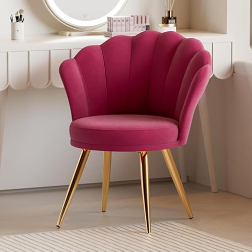Aivermeil Esszimmerstühle Samt • Muschelsessel mit Rückenlehne & Armlehnen • Schminktisch Stuhl • Polstersessel Elegant • Akzentstuhl mit Gold Metallbeinen Accent Chair • Rot