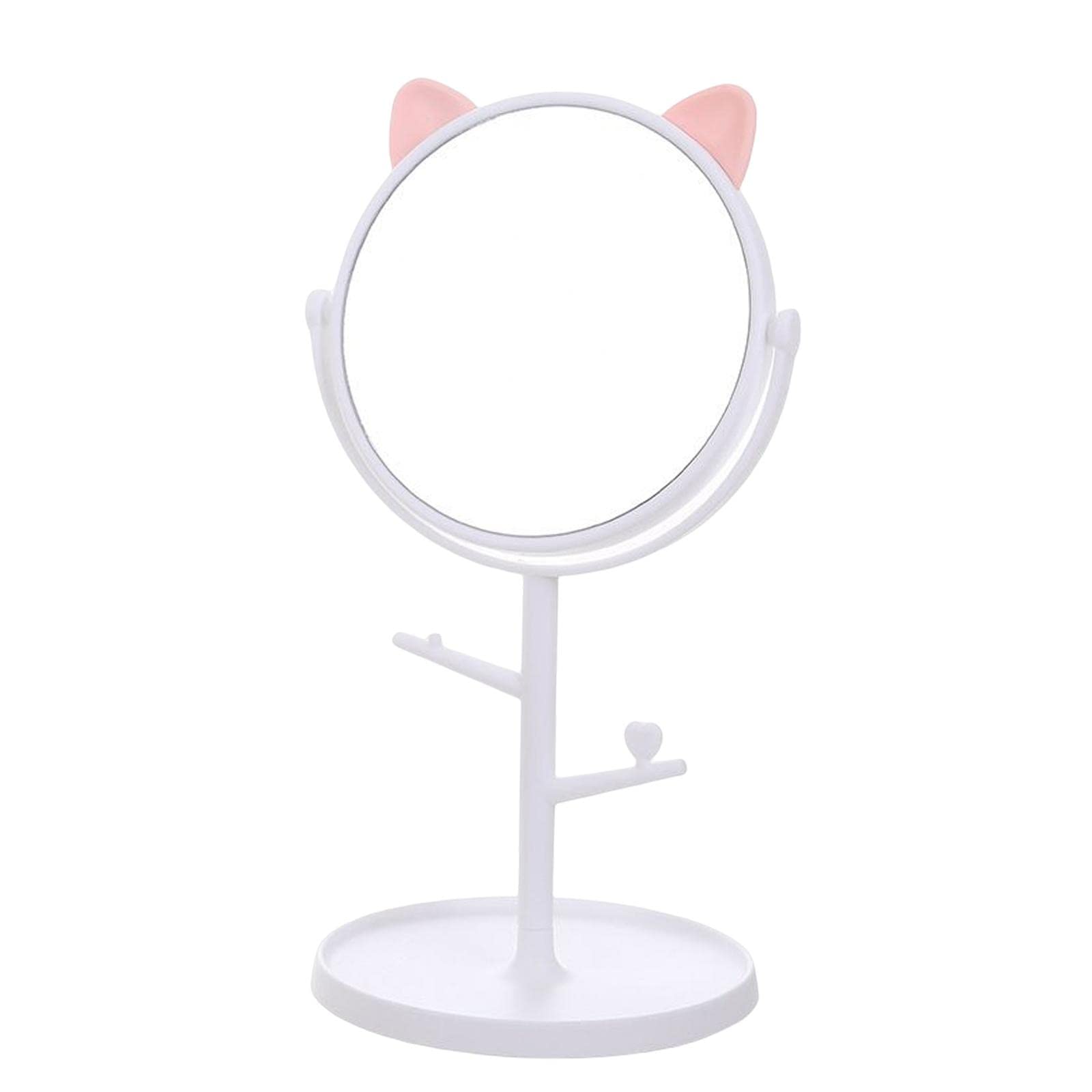 Trifecta Desk Mirror Freestanding Mirror, Folding Design for Tabletop Magnifying Makeup Mirror Vanity Tabletop Mirror 360° Rotation for Dressing Table(White)