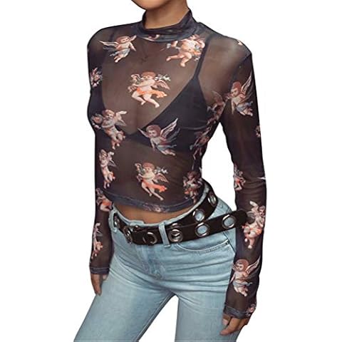 Camiseta de manga larga transparente con estampado de ángeles Cover