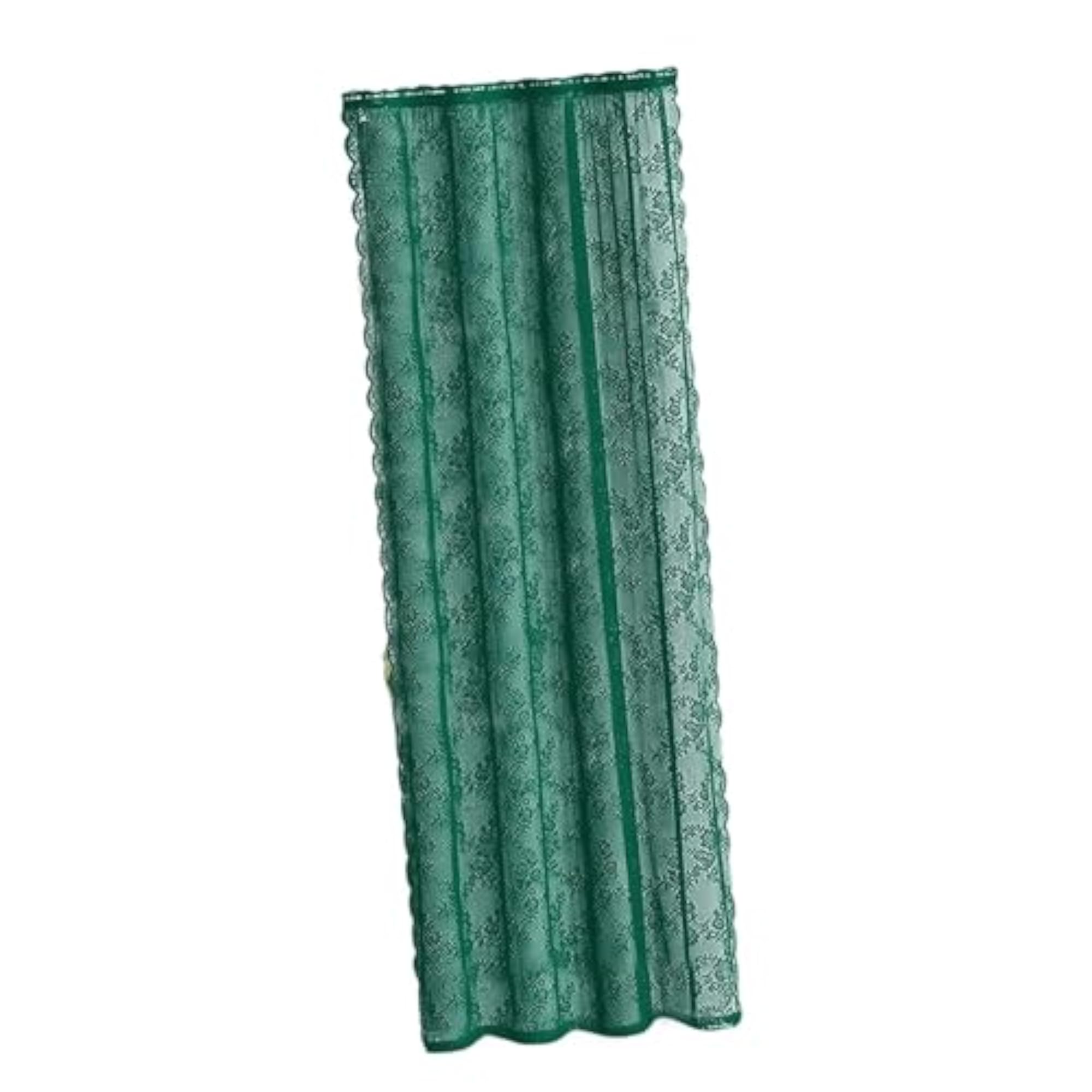 Lace Curtain with Floral Embroidery Window Drapes, Green