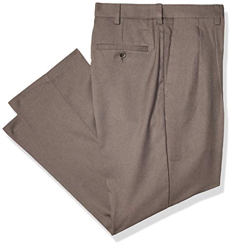 Haggar Men's Big and Tall Cool 18 Pro Classic Fit Pleat Front Pant, Heather Grey, 44Wx28L