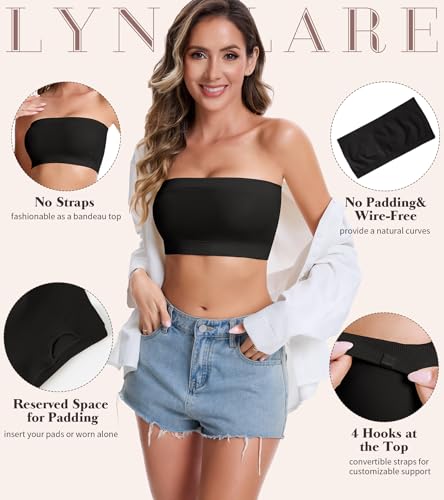Image of Strapless Bras for Women Tube Tops for Women Bandeau Bra Crop Top Smooth Non-Padded