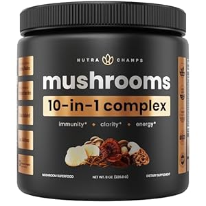 Organic Mushroom Powder – 10-in-1 Complex – Lions Mane, Reishi, Shiitake, Chaga, Turkey Tail, Cordyceps, Maitake & More – Mushroom Supplement Powder Blend for Memory, Focus & Immune Support – 8oz