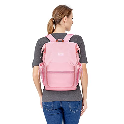 Mosiso Laptop Backpack For Women Fits 15.6 Inch Computer, Oxford Cloth Fashion Business Travel Multipurpose Casual Hiking Daypack With Front Pocket, Pink #TOP6