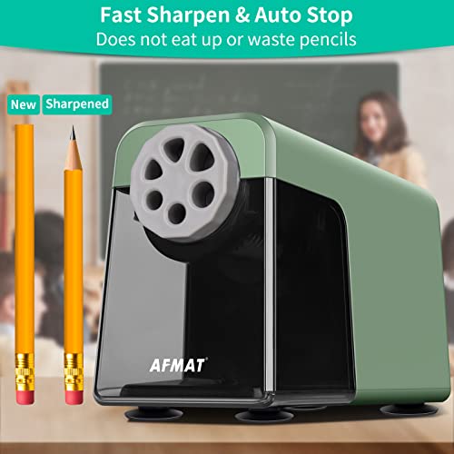 Electric Pencil Sharpener Heavy Duty, 6 Holes, Auto Stop Electric Pencil Sharpener For Artists, Classroom Electric Sharpener For 6-11Mm Pencils, 7000 Sharpening Times, Save Pencils, Green #TOP2