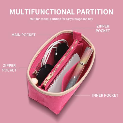 Image of Doxo Purse Organizer Insert, Bag Organizer for Tote & Purse, Bag in Bag, Perfect for Speedy 20 and More(Rose-S)