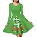 Viewamoon Christmas Tree Print Mom and Daughter Matching Clothes Green Long Sleeve Flowy Dresses Fashion Swing Dress for Women Girls Fall Winter Dress for Vacation