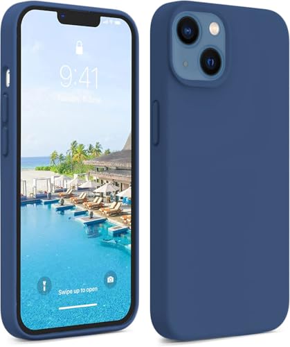 Image of VONZEE Compatible with iPhone 13 Case, Liquid Silicone Case, Full Body Protective Cover, Shockproof, Slim Phone Case, Anti-Scratch Soft Microfiber Lining, (6.1 inch Blue)