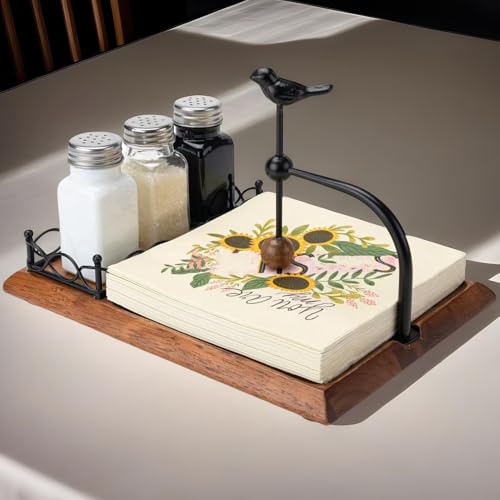Support serviette oiseau anti-vent avec rangement moulin sel de table
