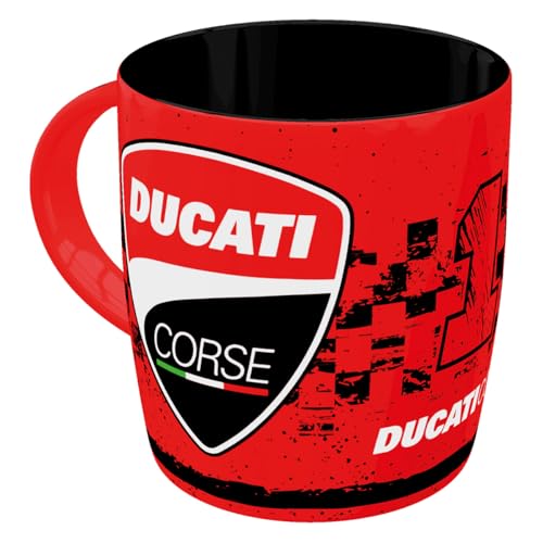 Nostalgic-Art Caneca de café retro, 330 ml, Ducati Corse – Logo Racing – Ideia de presente para motociclistas, Produto com Licença Oficial (OLP), caneca de cerâmica, design vintage
