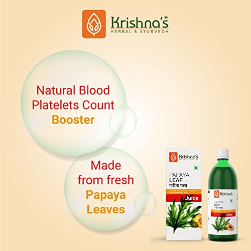 KRISHNA'S HERBAL & AYURVEDA Papaya Leaf Juice-1000 Ml Fresh Papaya Leaves Helps To Boost Platelets Count