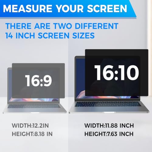 Image of Magnetic Laptop Privacy Screen Filter 14 inch for 16:10 Widescreen Computer Monitor, Removable Anti Blue Light Privacy Shield, Anti-Glare Protector