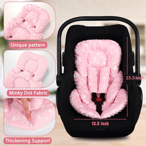 Image of Infant Car Seat Insert, Ultra-Soft Newborn Car Seat Insert, Perfect for Car Seat, Stroller, Swing, Pink