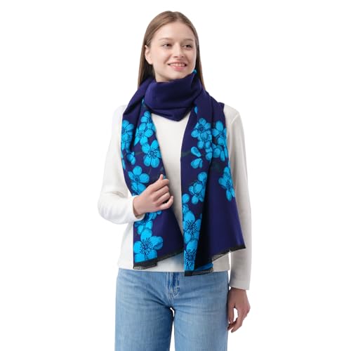 Winter Pashmina Scarf for Women, Elegant Floral Design, Large Size, Both Sized Pattern, Soft, Warm, Shawl Wrap