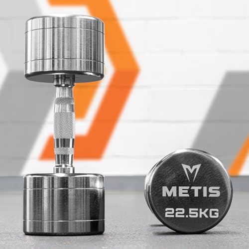 METIS Chrome Dumbbells [2.5kg-30kg] | Free Weights | Fitness Equipment (22.5kg (50lbs))