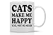Cats Make Me Happy, You Not So Much - 11oz White Ceramic Coffee Mug - Perfect Gift for Cat Mom or Dad - Funny Crazy Cat Lover Mugs - By CBT Mugs