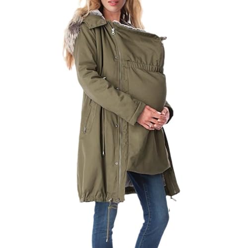 Chaqueta con inserto para bebé, chaqueta de maternidad, chaqueta de forro polar con cuello de piel, chaqueta de algodón, ropa de maternidad, invierno, 3 en 1, chaqueta de embarazo