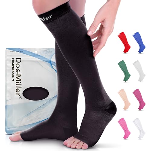 Doc Miller Open Toe Compression Socks 15-20 mmHg for Women & Men