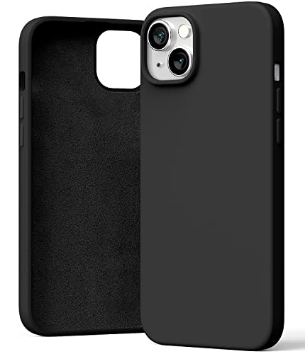 Goospery Liquid Silicone Case Compatible with iPhone 14 Max (6.7 Inch), Silky-Soft Touch Full Body Protection Shockproof Cover Case with Soft Microfibre Lining - Black