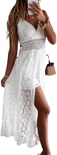 CUPSHE Women's Summer Women Slip Ruching Smocking Jumpsuit Dress V Neck Speghetti Straps Backless Maxi High Low