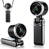 Handheld Turbo Fan, 3-in-1 Foldable Neck & Desk Fan, 5 Speeds LED Display, USB-C Rechargeable, Powerful Airflow Up to 10 Hours, Ideal Gift for Travel, Office, Outdoor, Summer & Hot Flashes, Black